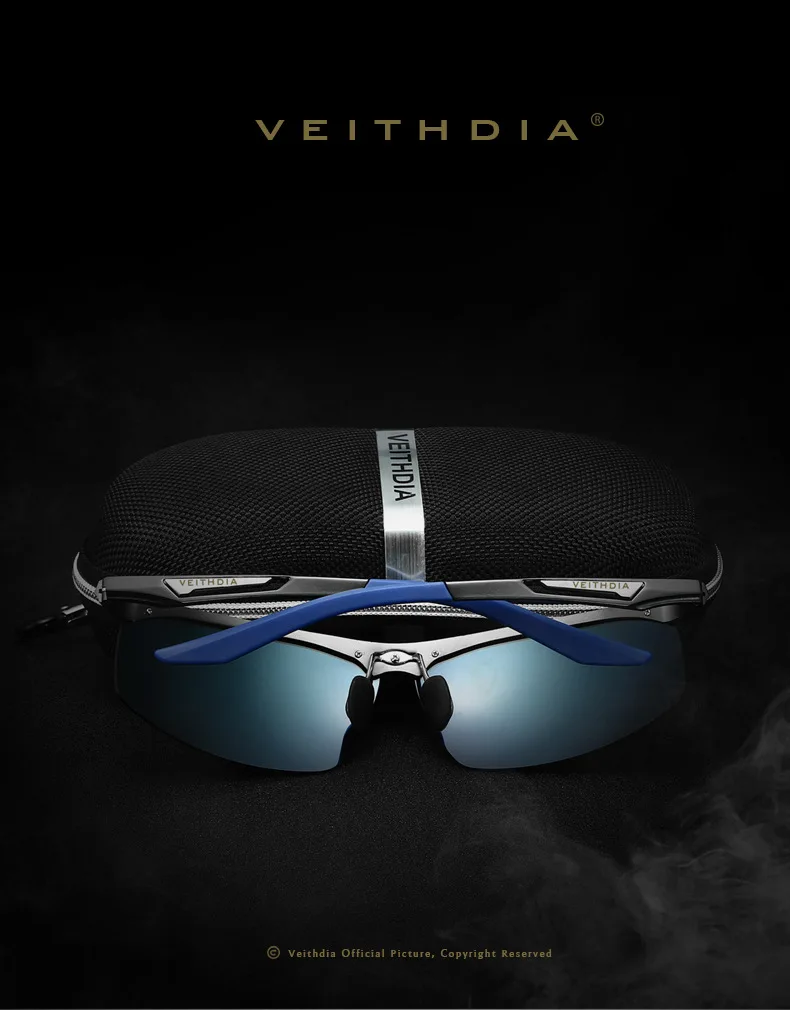 Veithdia Aluminum Magnesium Semi rimless Sunglasses Polarized Men Coating Mirror Driving Sun Glasses Eyewear Accessories shades 11