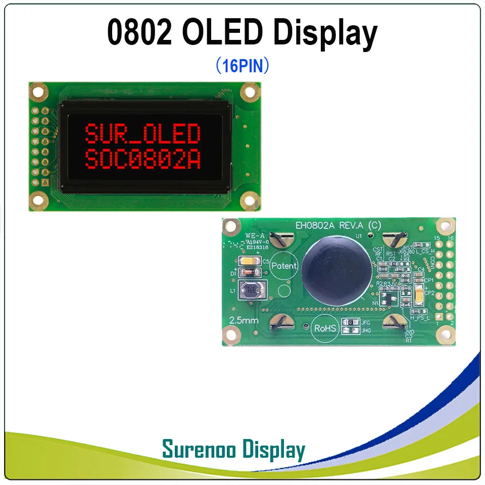 Оригинальный OLED дисплей 0802 параллельный совместимый 802 8*2 символ ЖК модуль LCM