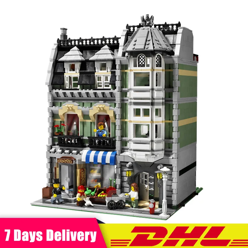 

DHL IN Stock LEPIN 15008 2462Pcs Green Grocer City Street Model Building Blocks Bricks Compatible LegoINGlys 10185 Toys Gifts