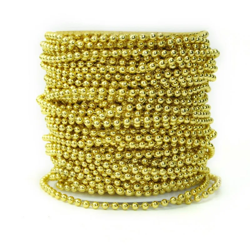 

5 Meter Gold 5mm DIY Line Artificial Pearls Beads Chain Garland Flowers Supply New Year Christmas Home Wedding Party Decoration