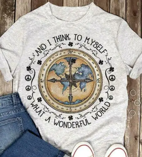 

World Map Thing To Myself What A Wonderful World T Shirt Ash Cotton Men S-6XLCool Casual pride t shirt men Unisex Fashion tshirt
