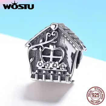 

WOSTU 100% Real 925 Sterling Silver Argent Family House Charm Beads For Women Bracelets & Necklaces 925 Jewelry 2020 Gift BKC889