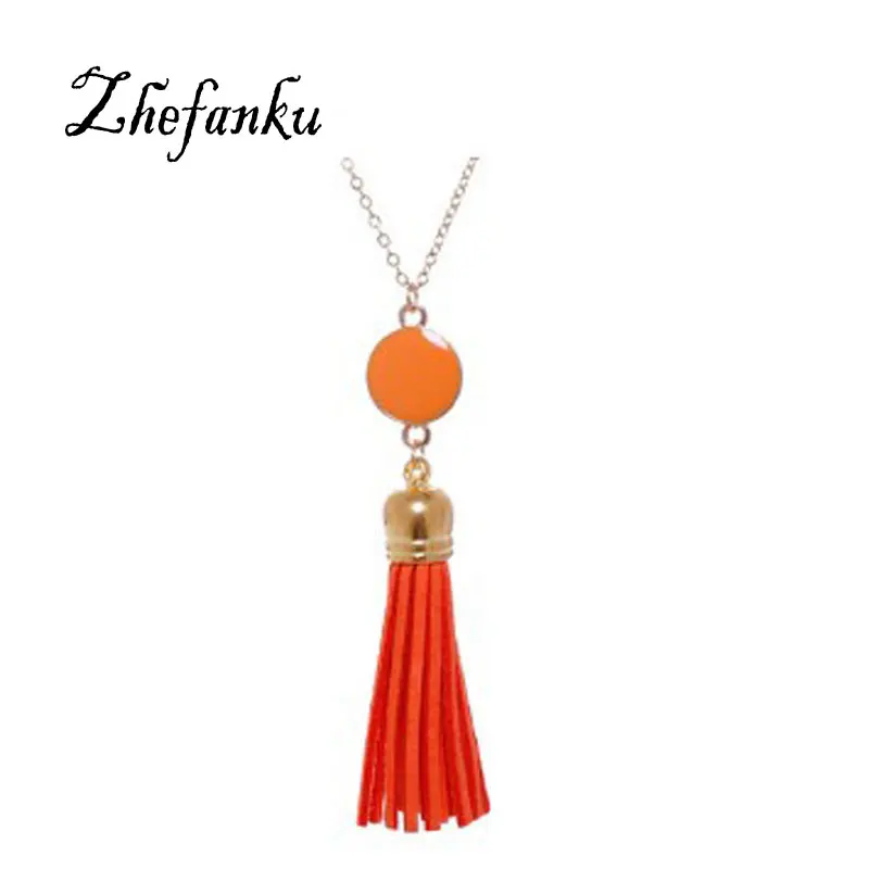 

Blanks Enamel Disc Long Chain Pendant Necklace For Women Personalized Fashion Jewelry Tassel Necklace