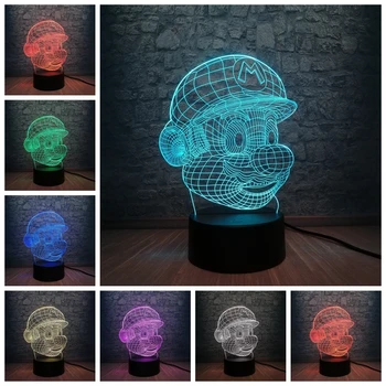 

Classic Cartoon Game Figure Super Mario 3D LED USB Lamp 7 Color Changing RGB Touch Night Light As Kids Toys Decor Holiday Gift