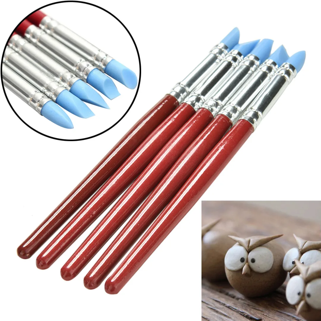 

5pcs/set Silicone Rubber Pottery Clay Tool Sculpting Fimo Polymer Modelling Shaper Tools For DIY Art Craft