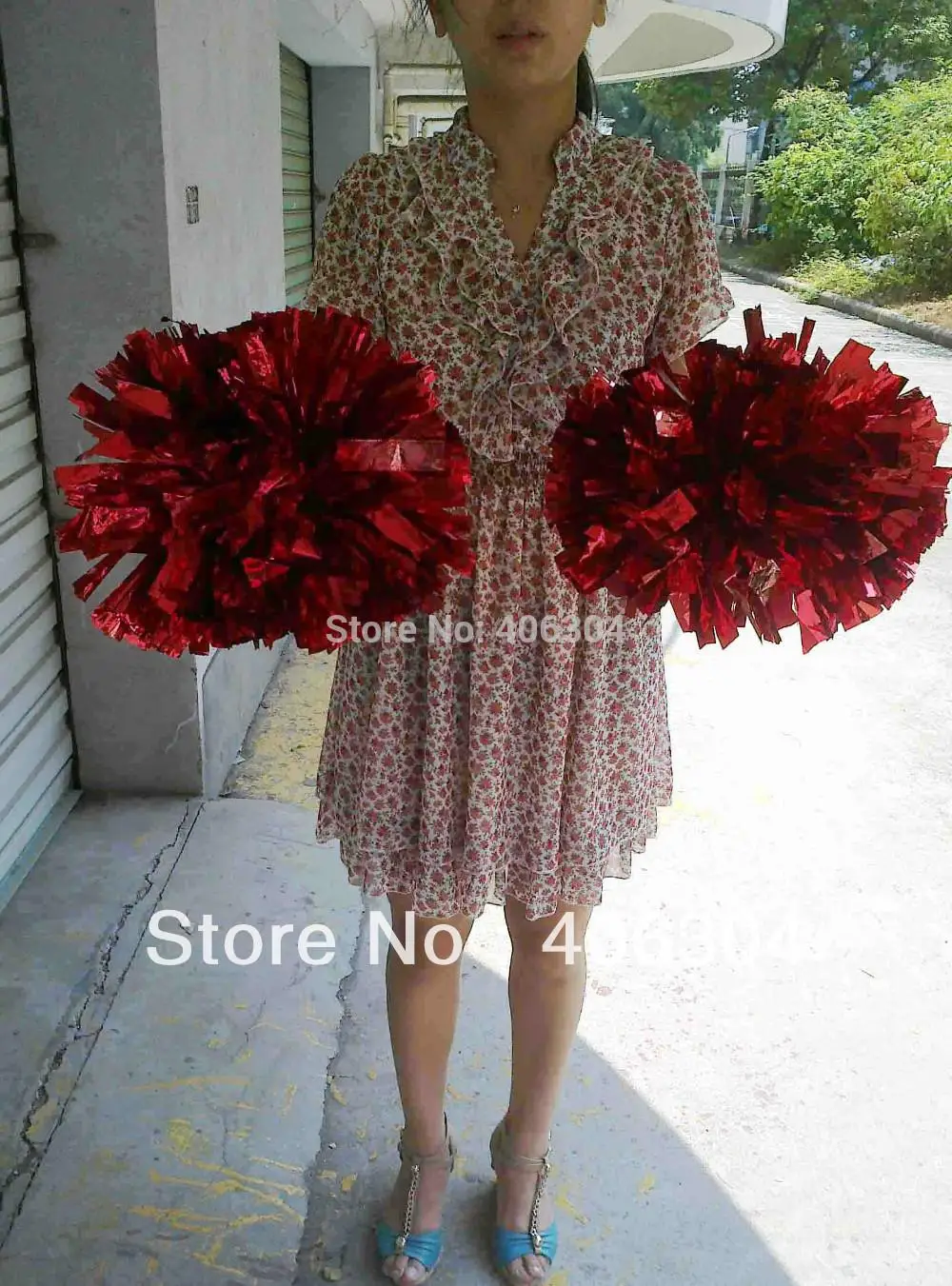 Fadeless 80g Adult Cheering Pom Pom With Baton Handle Cheerleading Metallic Pompom Red Pink Green Blue Gold Ballrrom Costume Ballroom Aliexpress