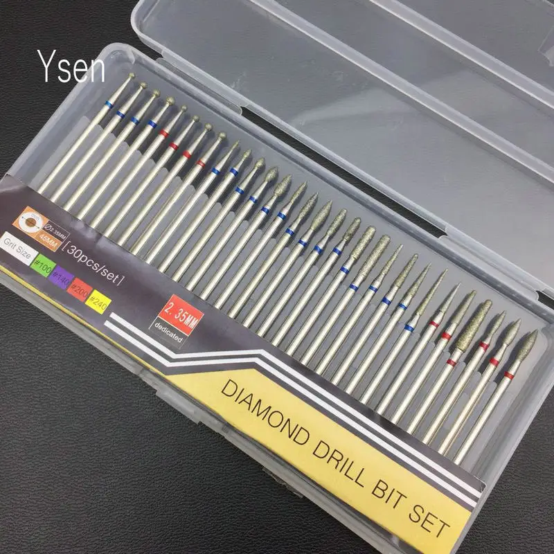 

30pcs/Box Nail Drill Bit Set Diamond Rotate Carbide Burr File Electric Cutter Manicure Nail Art Drill Tool Machine Accessory