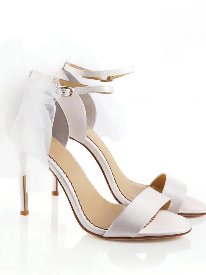 

Fashion Super High thin heel 12CM Sexy Lace Butterfly Knot Solid Color White Summer Woman Shoes Peep Toe temperament