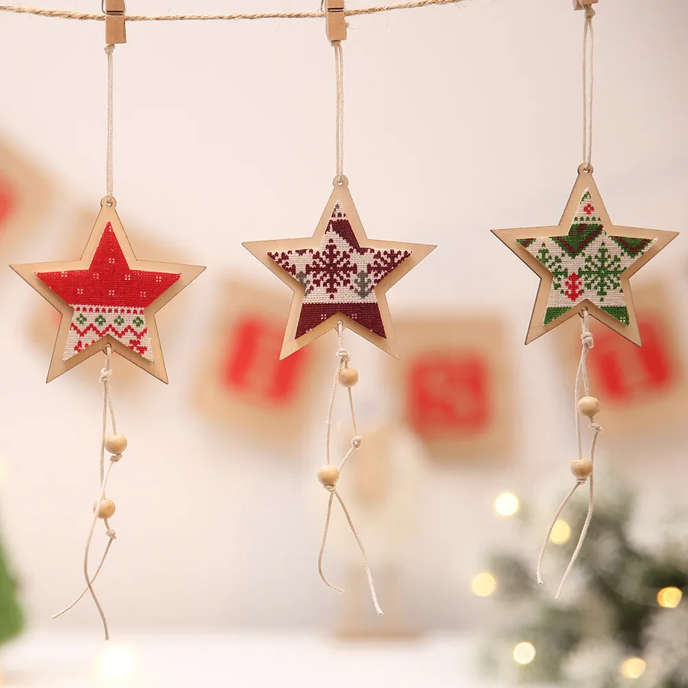20# горячая Распродажа рождественские деревянные декорации пятиконечная звезда кулон декорация Рождество для дома висячие украшения