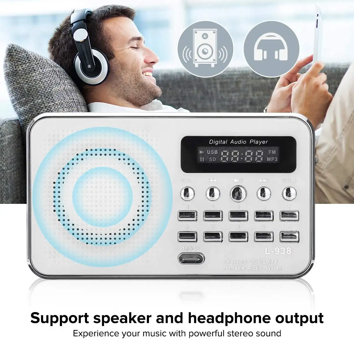 

Portable Mini T-205 HiFi Card Speaker Digital Stereo Multimedia Loudspeaker FM Radio Camping Hiking Outdoor Sports Music Player