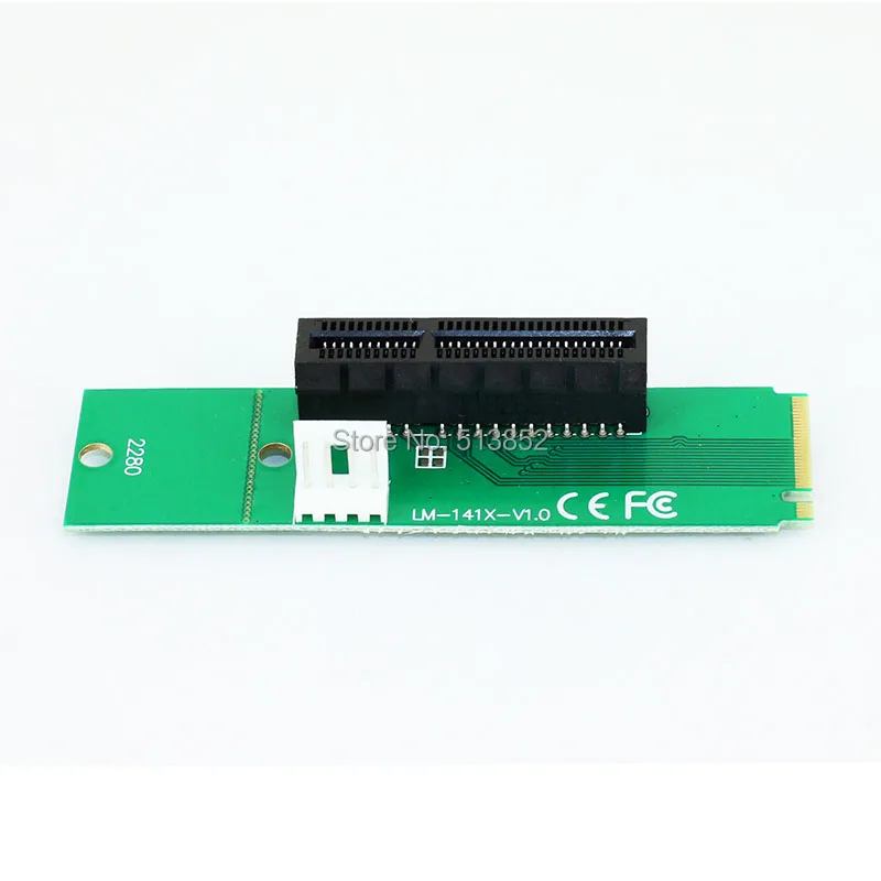 KPC1315_2_M2 to PCI-E 4X Slot Card Adapter NGFF (M.2) M Key Male to PCI Express X4 Slot Converter with Power Cable