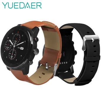 

YUEDAER 22mm watch band Genuine Leather Strap for Xiaomi Huami Amazfit Pace Stratos 2 smart bands Replace wristband accessories