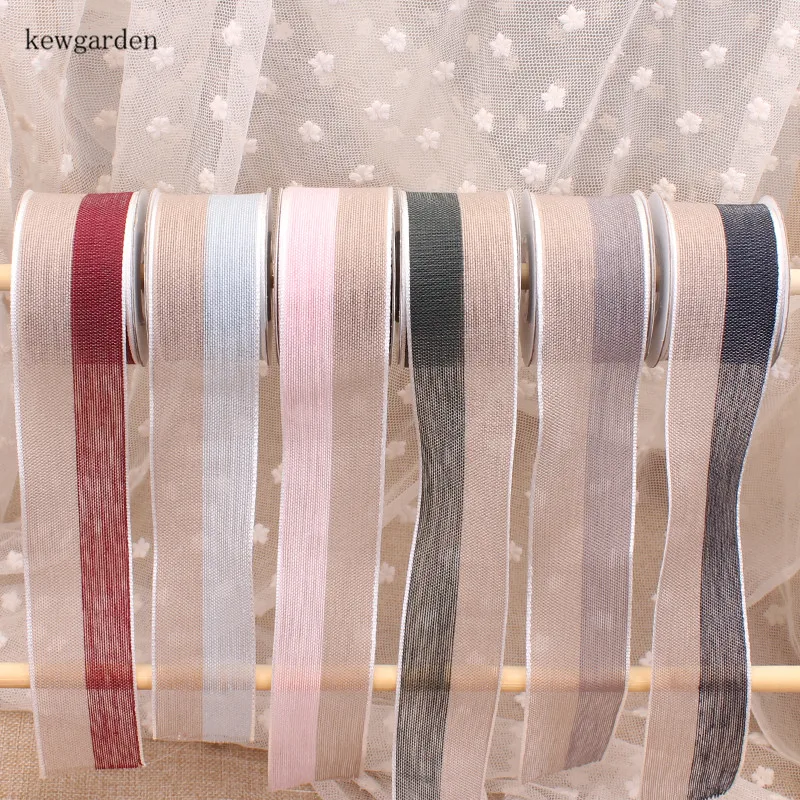 Kewgarden 1 1/2 &quot1&quot два цвета Льняные атласные ленты вручную изготовленная лента DIY