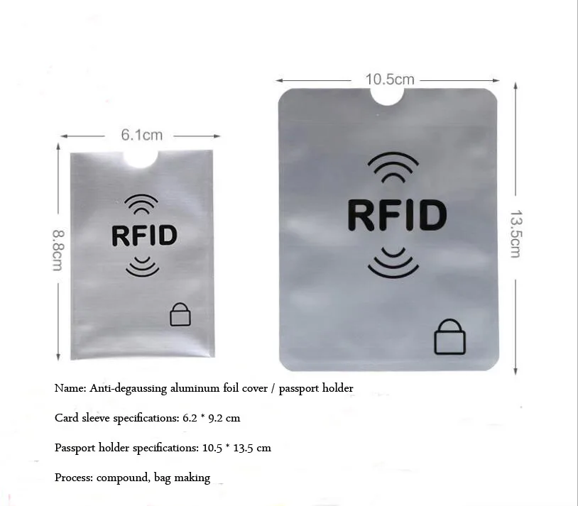 10 шт. анти-сканирования карты рукава кредитной карты RFID протектор Анти-магнитная Алюминий Фольга Портативный банк держатель для карт