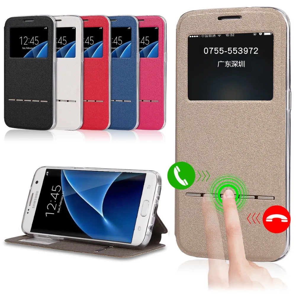 Для A8 A7 A5 A3 J5 J7 умный передний кожаный чехол для Samsung S9 S8 Plus S7 S6 Edge S5 S4 S3 Note 8 5 4 3