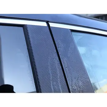 

6pcs Smooth Window Column Film Frame Carbon Fiber Pattern Sill Trim Center Pillar Post Cover For Honda CRV 2017-2018 Accessories