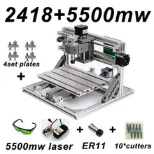 CNC2418 Laser Engraving Machine ER11 with 500mw 2500mw 5500mw Head Wood Router PCB Milling Wood Carving Machine DIY Mini CNC