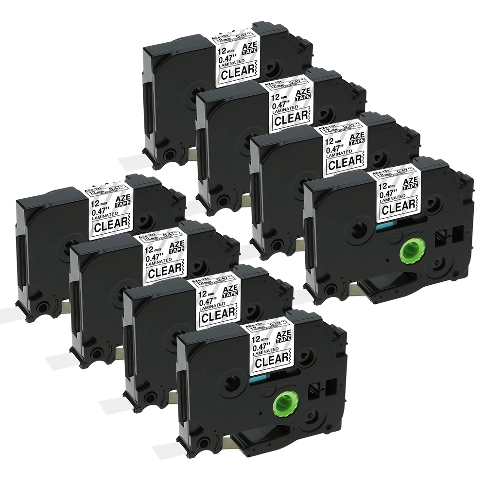 

8pcs Compatible Brother P touch TZe-131 TZe 131 TZe131 TZ-131 TZ 131 12mm*8m Black on Clear Laminated Label Tape Cartridge