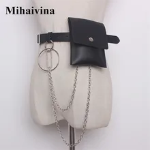 Mihaivina, Женская поясная сумка, кожа, женский пояс, цепь, сумки, модная поясная сумка, поясная сумка, Женский поясной ремень, сумка для телефона