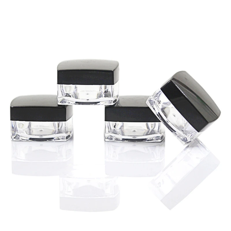 50 ps/Lot Acrylic Jars For Cosmetic Refillable Bottle With Black Cap