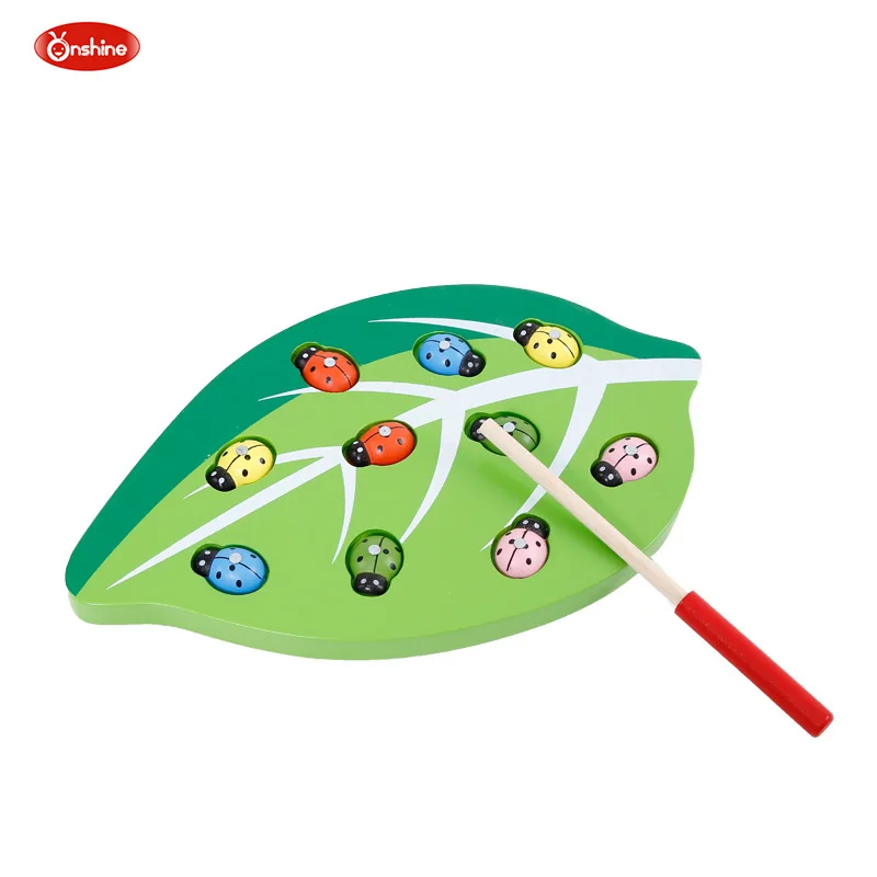 

Catch Insect Toy Snapping Ladybug Games Kids Magnetic Parent-Child Game Wooden Leaves Toys For Kids Children's Gift