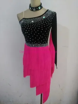 

New Latin dance costumes sexy stones single sleeves latin dance dress for women latin dance competition dresses S-4XL 015