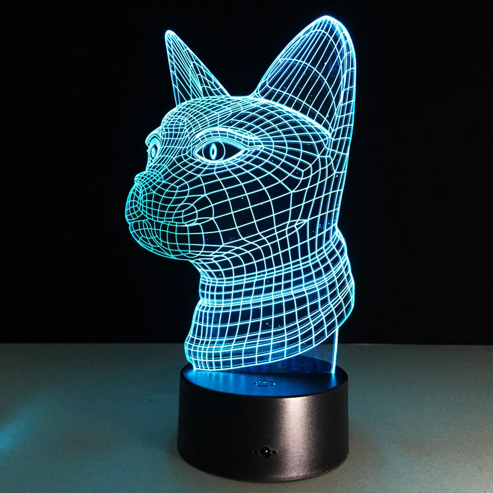 Животных кошка голова Форма удаленного ночник красочные светодиодный 3D