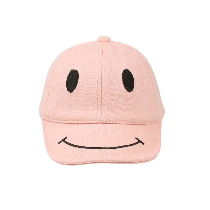 Striped Cotton Baby Cap Smile Casual Kids Sun Cap Embroidery Pink Gray Hat For Baby Boys Spring Summer Cute Baby Girls Clothing (30)