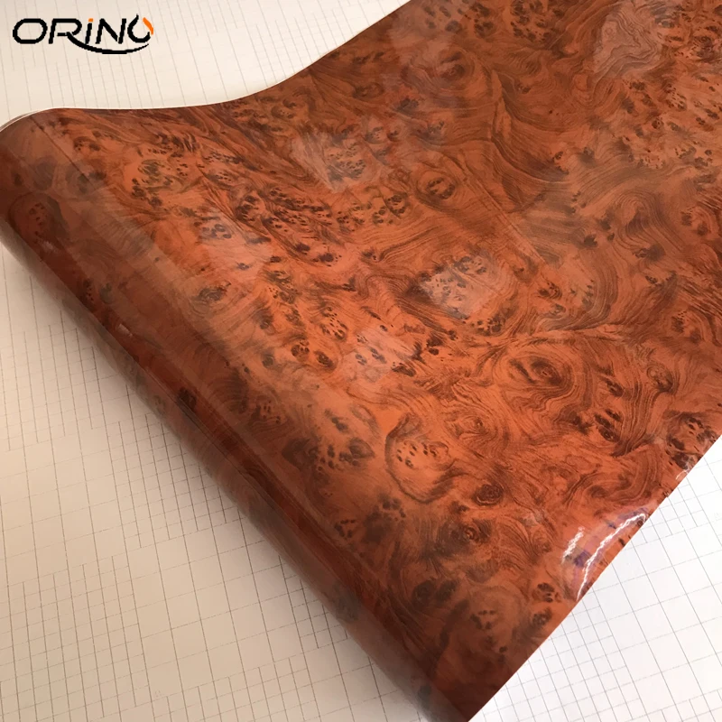 Glossy Wood Grain Vinyl Film Waterproof Film Wrap Car Interior Sticker Decals