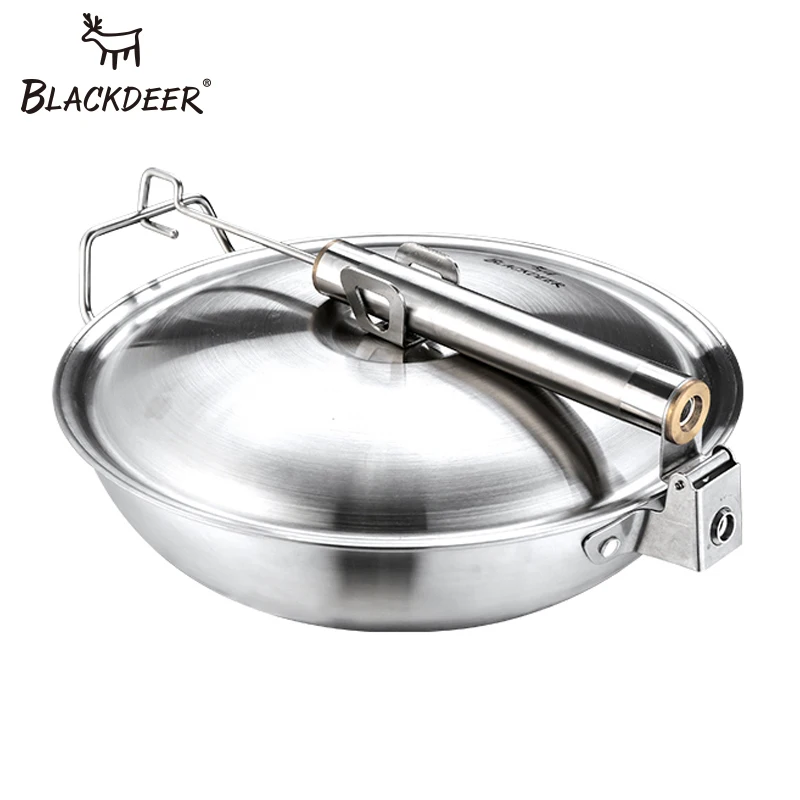 BLACKDEER Frying Pan Tools Crockery For Tourism Stainless Steel Outdoor Camping Foldable Cooking Cookware 4-5 Persons | Спорт и