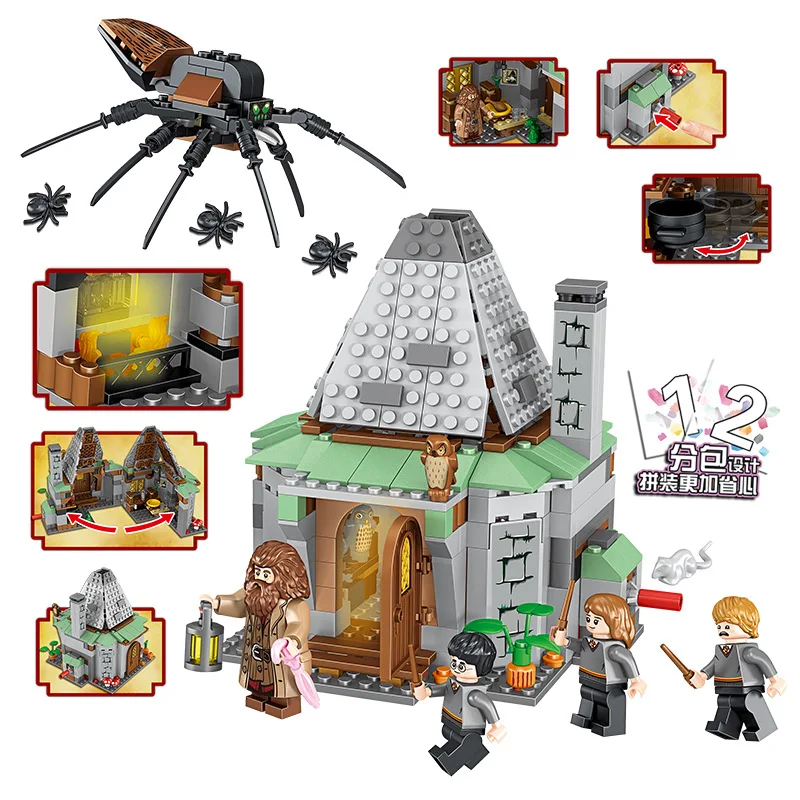 

2019 New Movie Harry Potter Sets 461Pcs Hagrid's Hut Compatible Legoing 4738 Model Building Kits Blocks Bricks Toys For Children