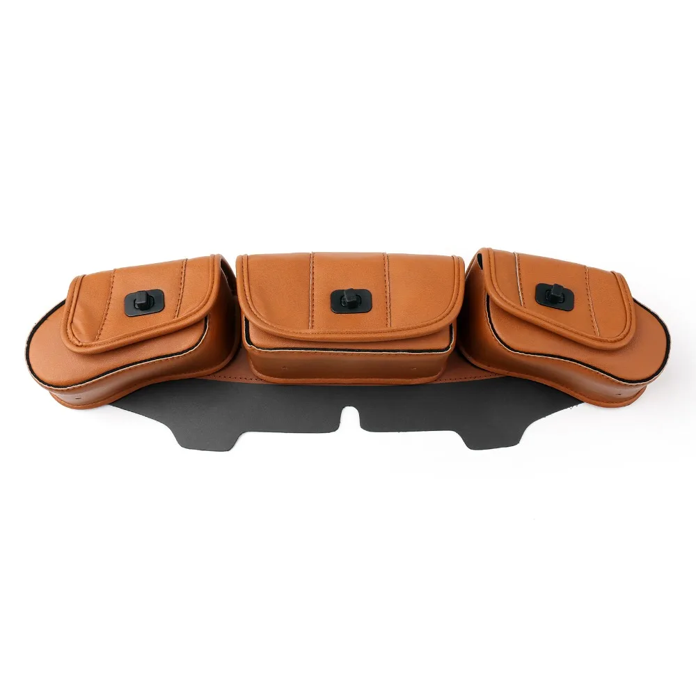 

Areyourshop Motorcycle Windshield Bag Saddle 3 Pouch Pocket For Harley Touring Street Glide FLHTC Orange High Quality