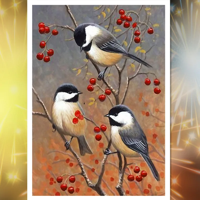 

Full Round Drill 5D DIY full Diamond Painting "birds on the tree" 3D Embroidery Cross Stitch Mosaic Decor Gift