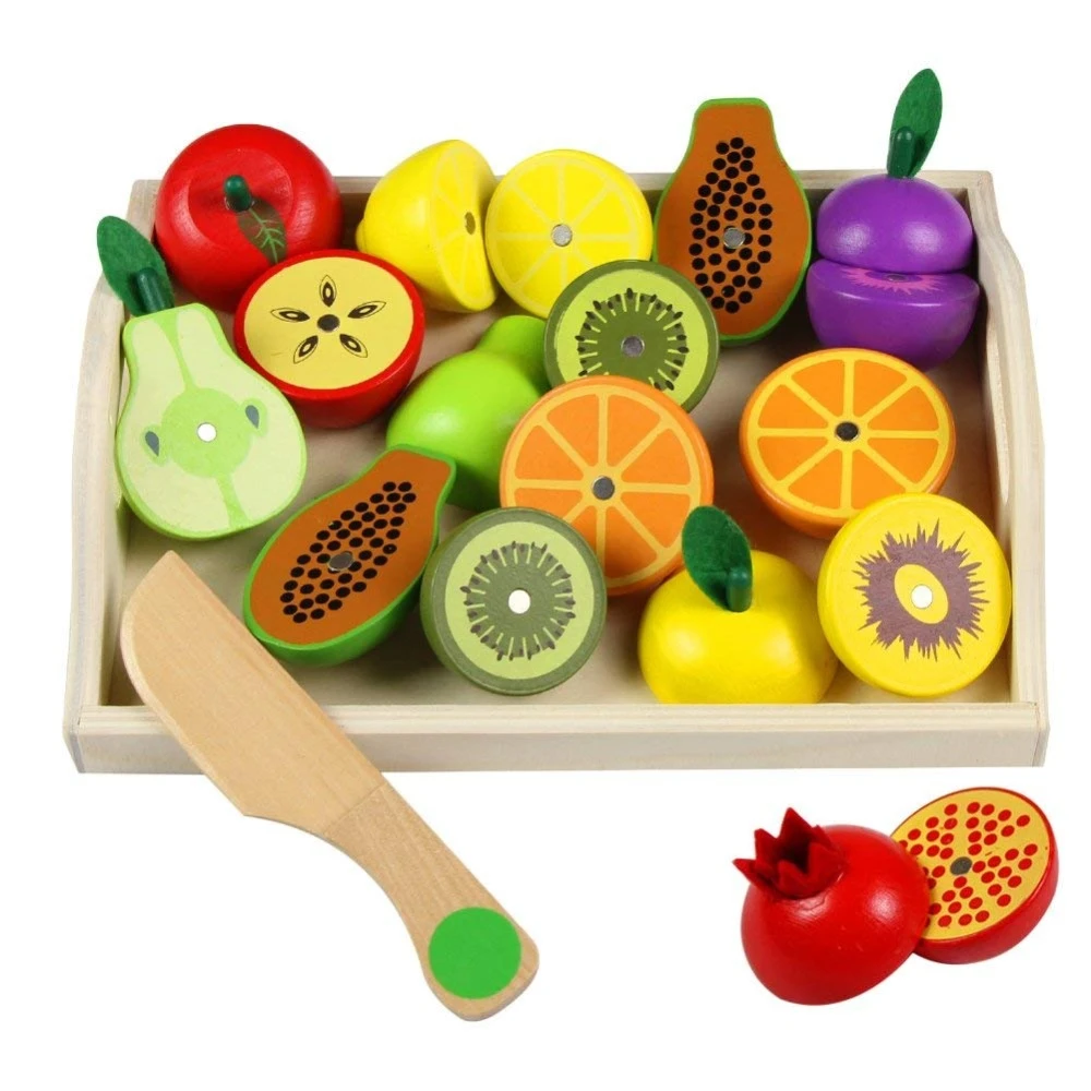 Kitchen Pretend Play Toy Fruit Vegetable Fruit Food Cutting Set for 3 4 5 6 Year