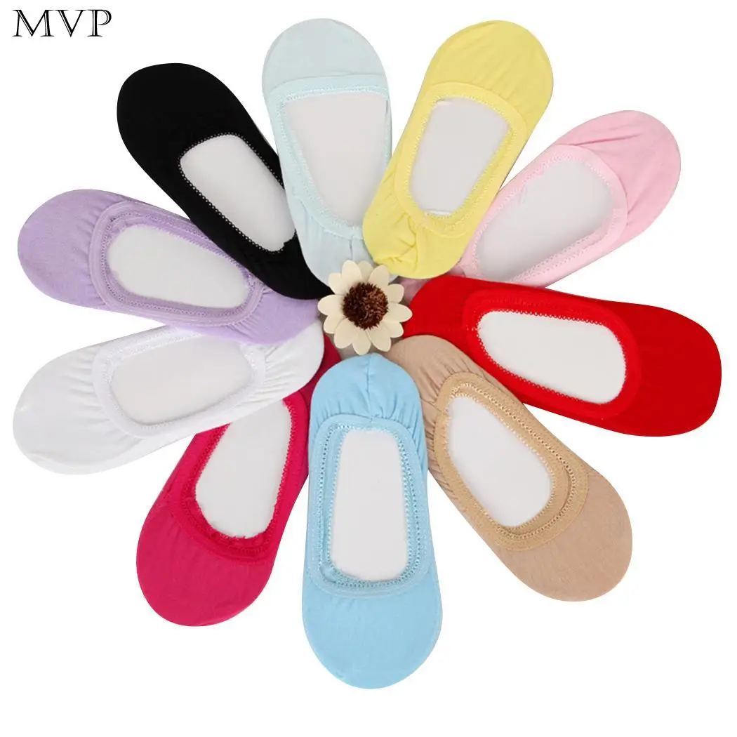 

Spring Summer Women Invisible Socks Solid Non-slip Cotton Boat Sock
