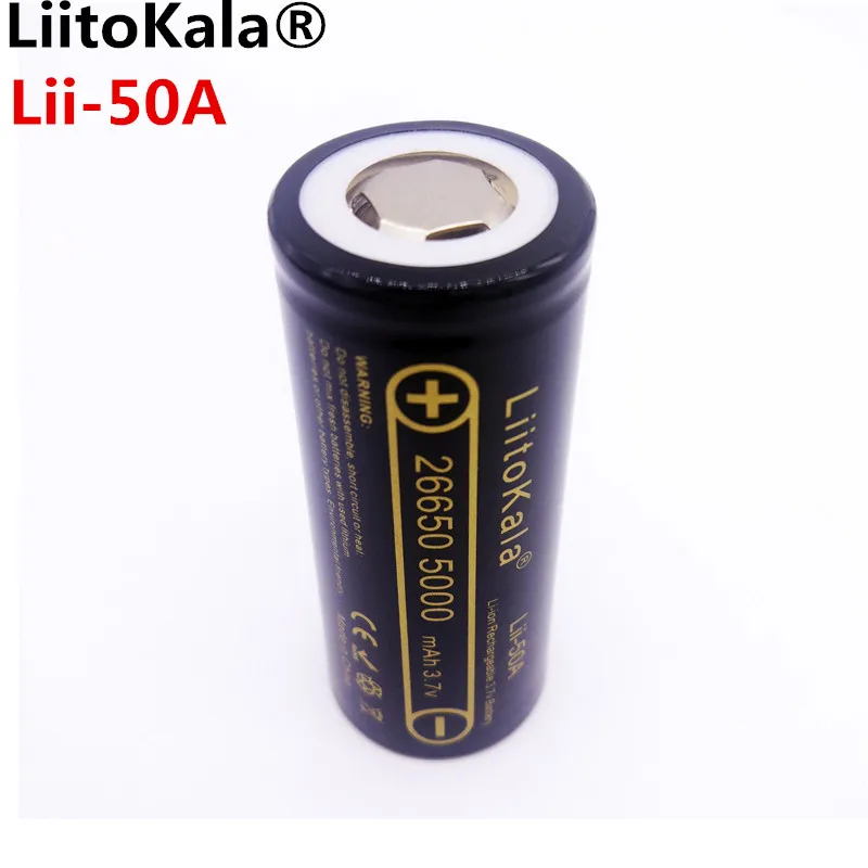 4 шт HK LiitoKala lii-50A 26650 5000mah литиевая батарея 3,7 V 5000mAh 26650 аккумуляторная батарея подходит для вспышки Новинка