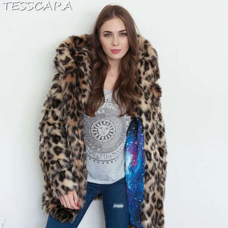Manteaux Hiver brown Chat Base 3xl Pardessus Tesscara Oreille coffee S Fourrure Avec Femme La Plus Capuchon Femmes Taille Manteau De Mode leopard Veste Black Faux pFFZn4