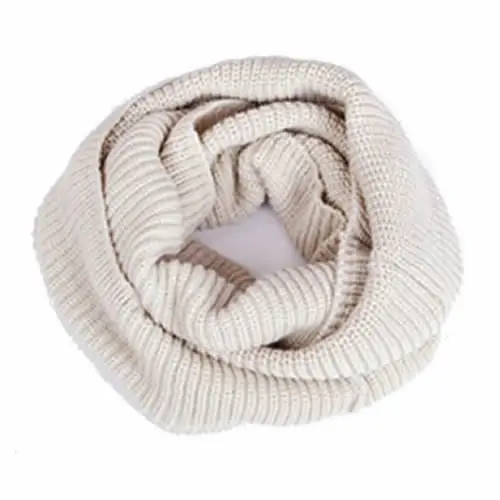 Новые зимние теплые Для женщин приятный Infinity 2 круг вязаный воротник-хомут длинный шарф шаль - Цвет: Бежевый