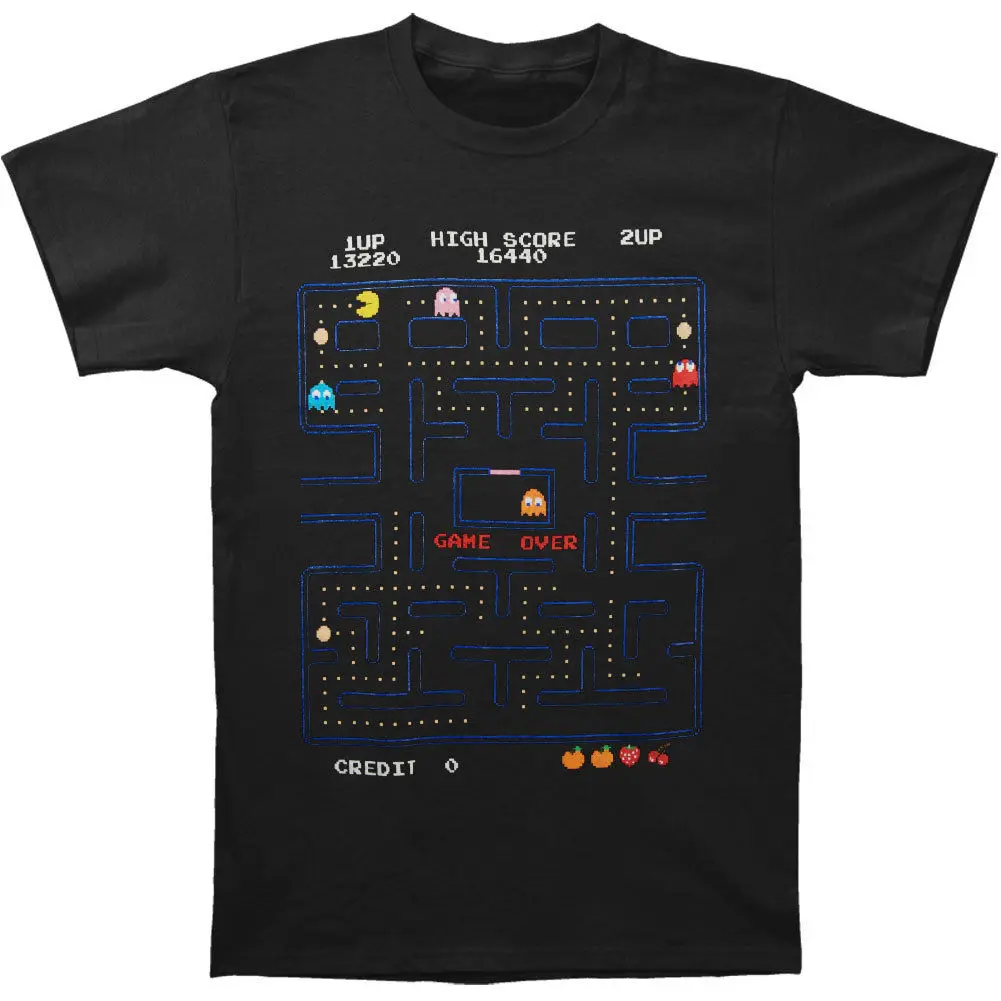 

Pac-Man Men's Game Screen T-shirt XXX-Large Black T Shirt Male Hipster Tops Cheap Crew Neck Men'S Top Tee Short Sleeve