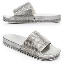 Rhinestone Women Slippers Flip Flops Summer Women Crystal Diamond Bling Beach Slides Sandals Casual Shoes Slip On Slipper women beach flip flops slippers flat women causal shoes woman gold slipper slides crystal bling sandals female brand slippers