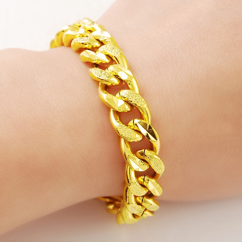 9mm 8inch Fashion Russian Runway Chains Link Bracelet 24k Gold Gp 9mm 8inch Fashion Russian Runway Chains Link Bracelet 24k Gold Gp Bangle Yellow Color Men S Jewelry In Chain Bracelets From