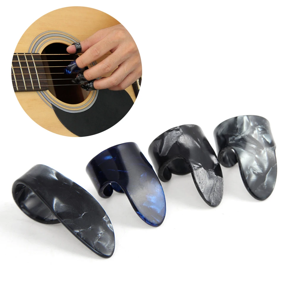 Целлулоид 1 палочка для большого пальца+ 3 палочки для ногтей Алиса кольцо форма медиаторы набор для гитары случайный цвет палетас
