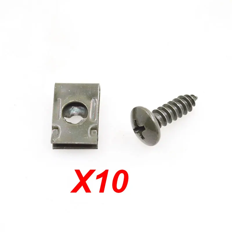 10sets/lot 2088 Motorcycle Car Spring Metal Retainer Screw U-Type Car Clips Fit Hole M4 M5 Self-tapping Screws