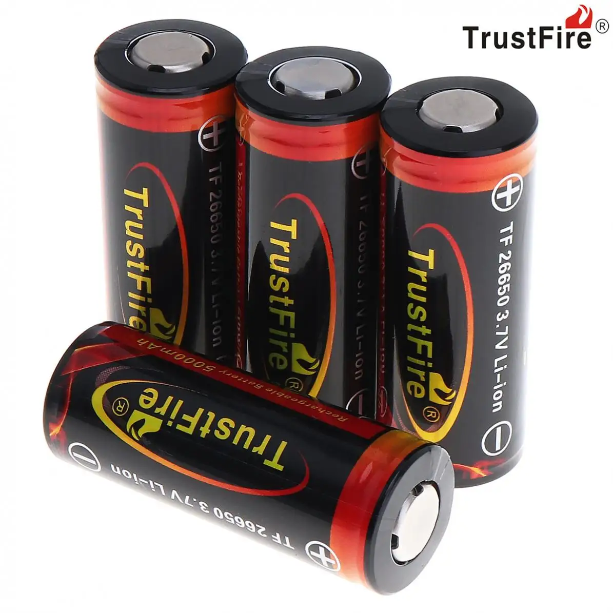 

TrustFire 4pcs 3.7V 26650 High Capacity 5000mAh Li-ion Rechargeable Battery with Protected PCB for LED Flashlights Headlamps