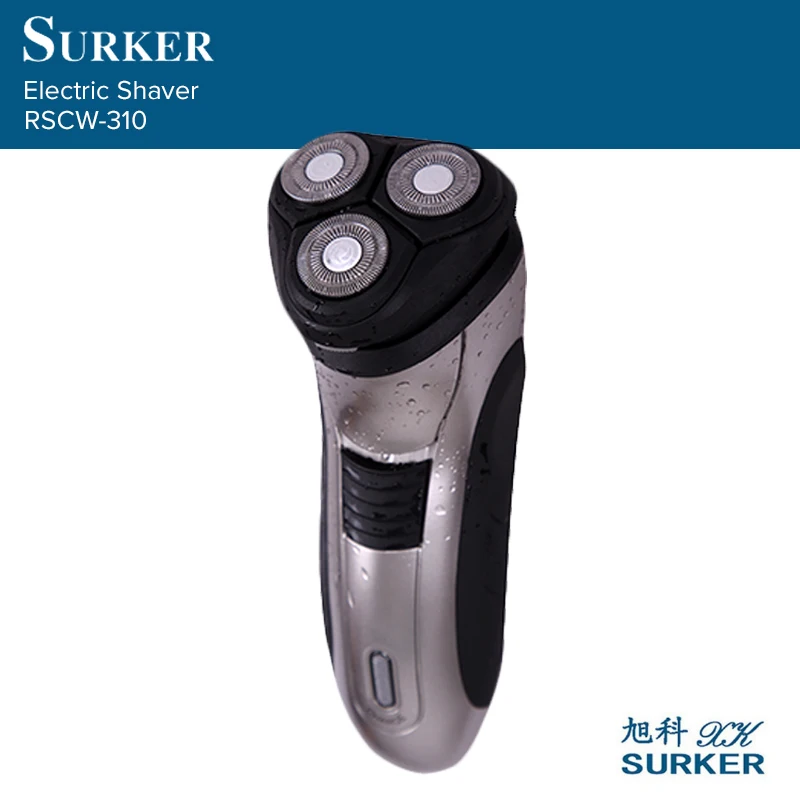 

SURKER RSCW-310 Washable Rechargeable Electric Shaver Beard Trimmer Rotary 3 Head Shaving Razors EU Plug Father 's Day Gift