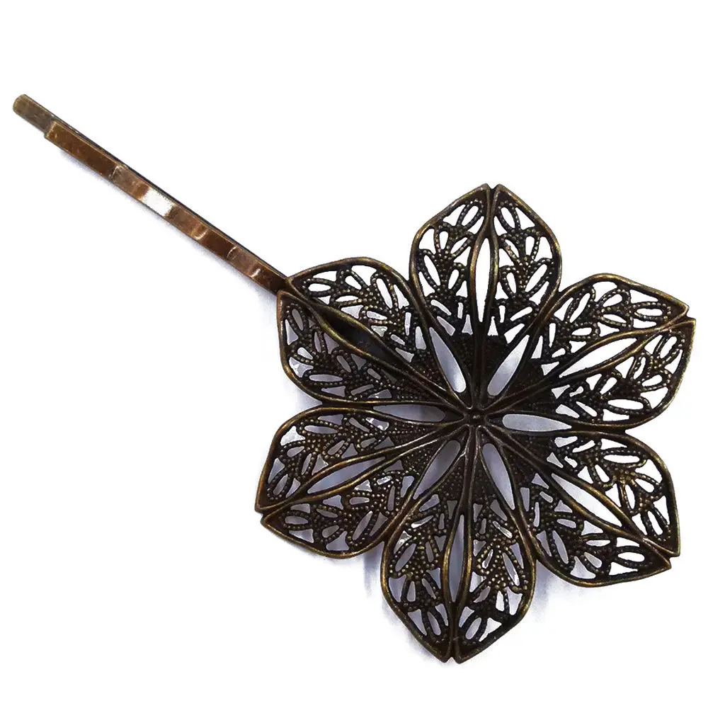 

Antique Bronze 120piece Hair Pins with 40mm Filigree Flower Hairpins Jewelry Findings Hair accessories Wholesale HPF63