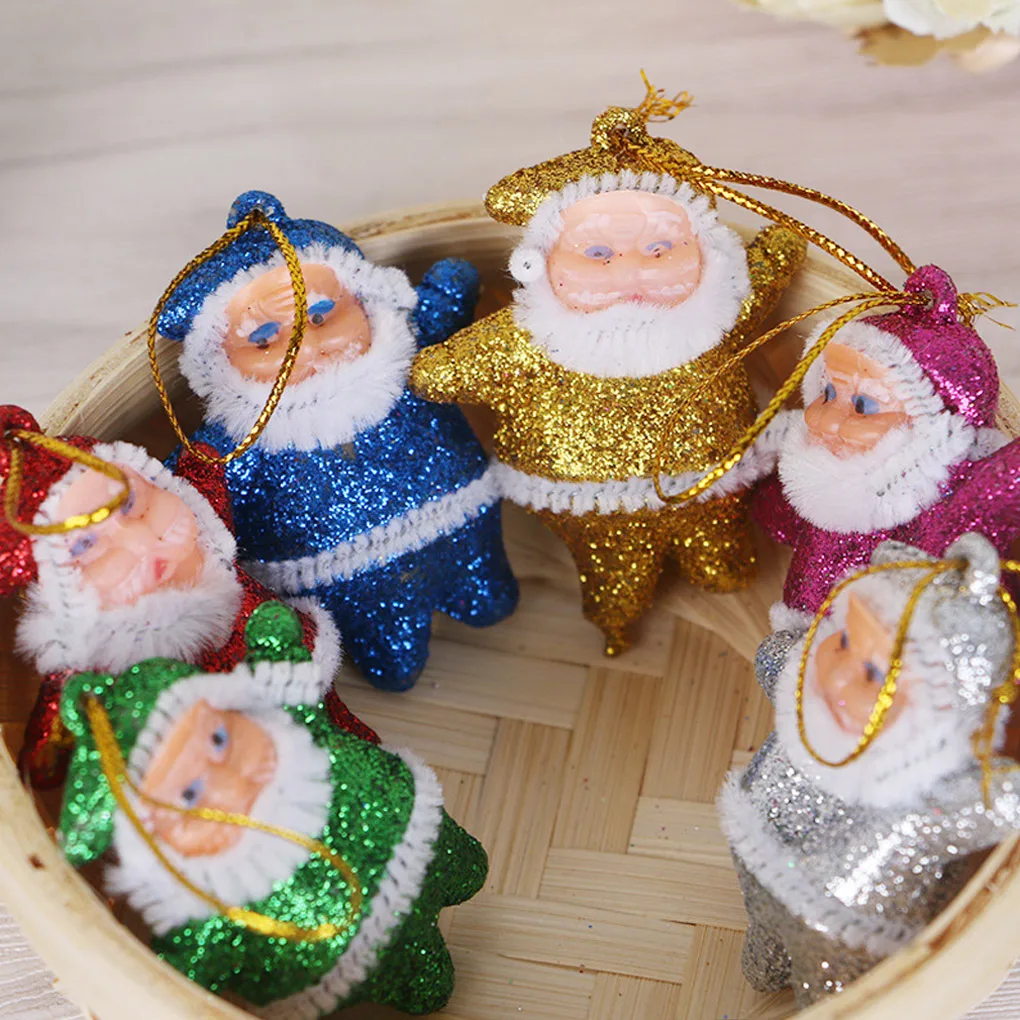 

6 pcs Multi-Color Santa Christmas Drop Ornaments Claus Party Xmas Tree Hanging Decor