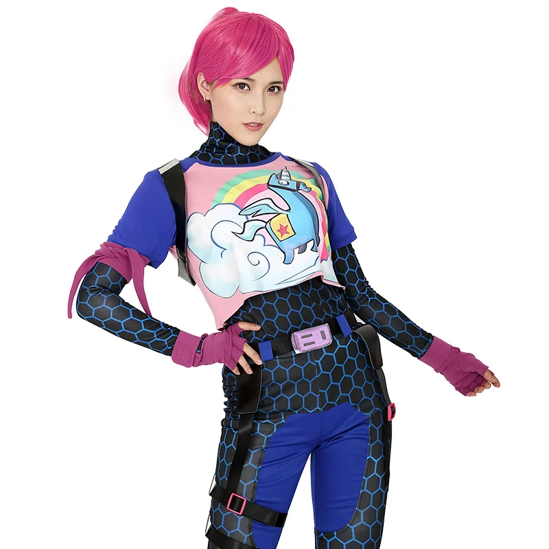 Brite Bomber, радужная лошадь, Zentai, косплей, костюм на Хэллоуин, для женщин, для взрослых, рубашка, брюки