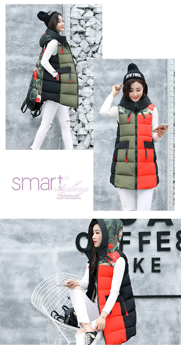 Women Jacket Winter Cotton Padded Vest Coats Long Hooded Women Coat And Jacket Sleeveless Outwear Clothing Plus Size 4XL CH657 (8)