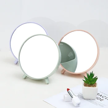 

Mirror Simple Round Portable Student Makeup Princess Mirror Desktop Small Round Mirrors Makeup Mirrors Desktop Storage Vanity